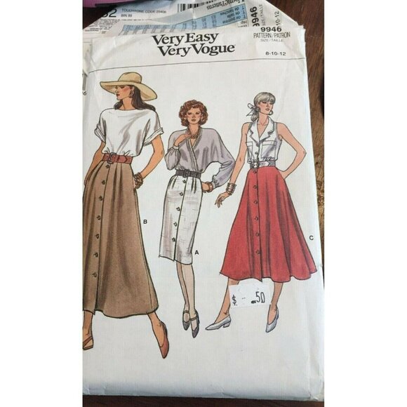 Sewing Pattern Vogue 9946 Misses Skirts Sizes 8-10-12 Vintage U/C - Picture 6 of 6